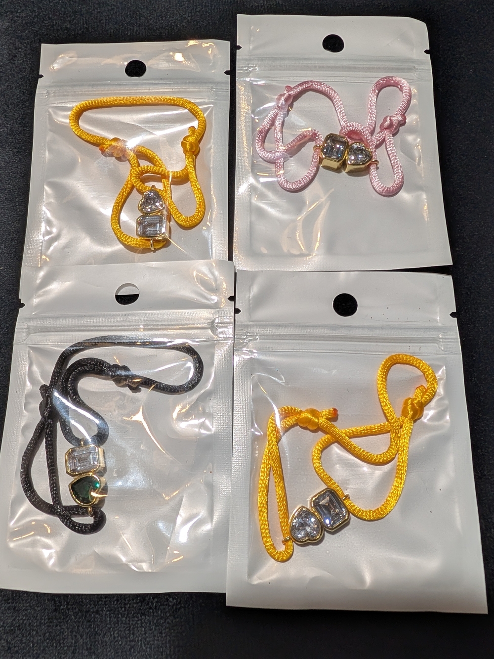 Kids Elastic Bracelet with Gem Accent - Yellow, Pink, Black